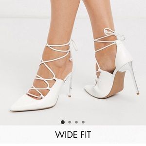 White Stiletto with Silver Heel